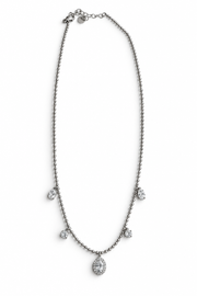KIMÉ Ketting met vijf steentjes – zilverkleurig – productfoto