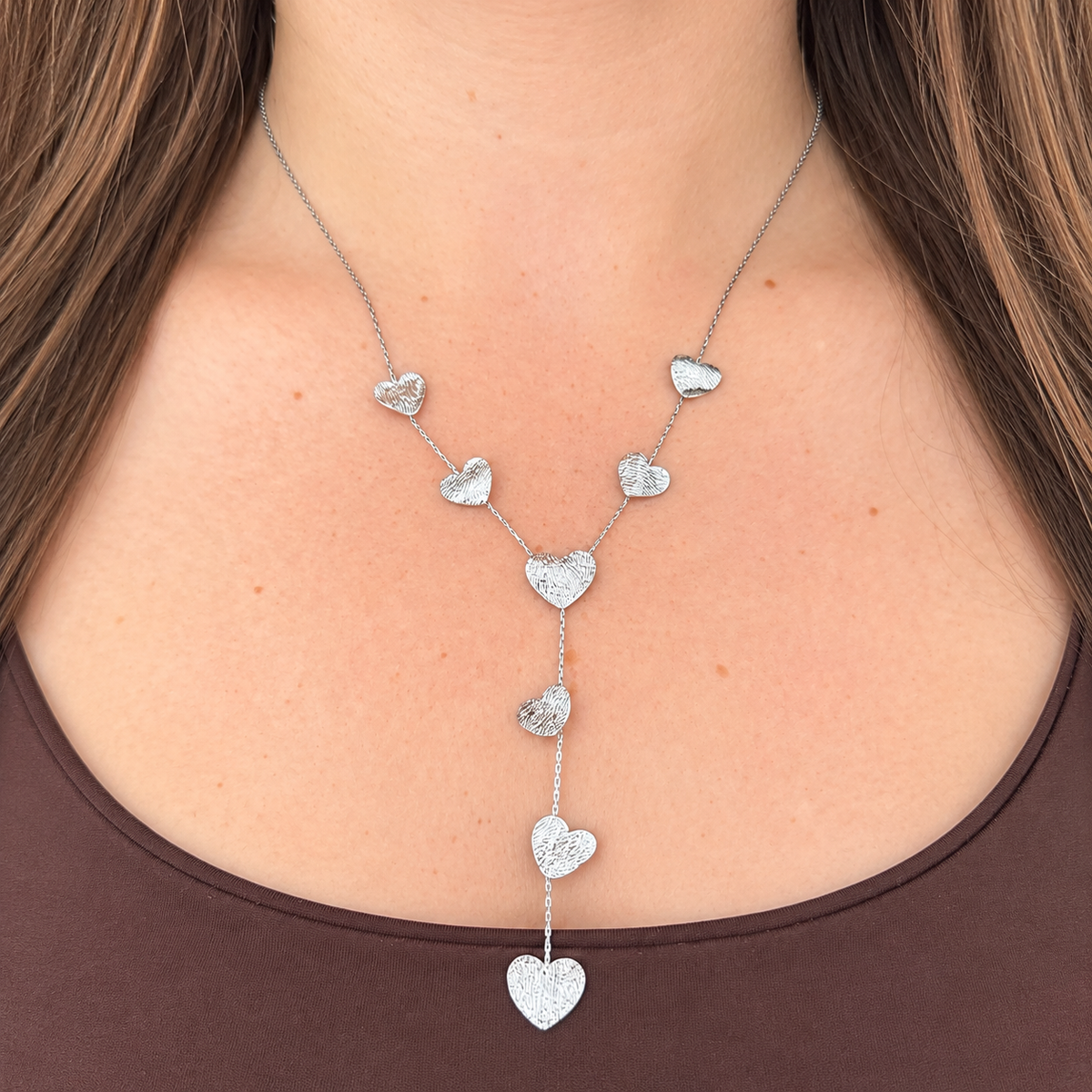 KIMÉ Y-ketting met hartjes – zilverkleurig