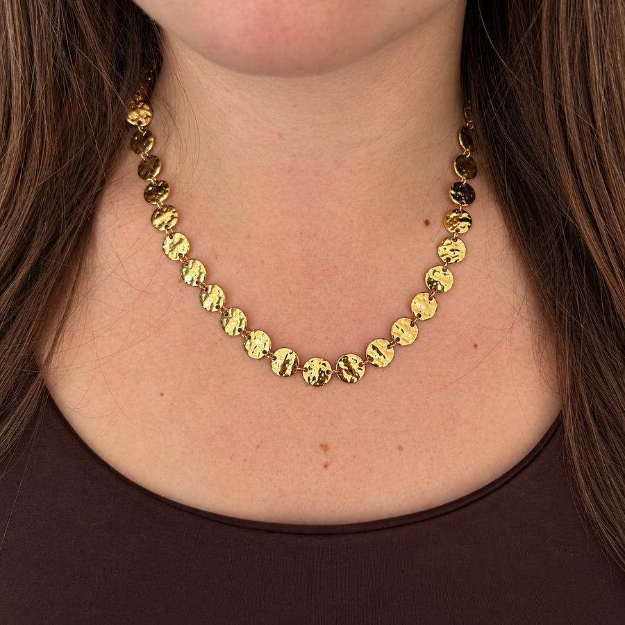 KIMÉ Ketting met ronde schijfjes – goudkleurig