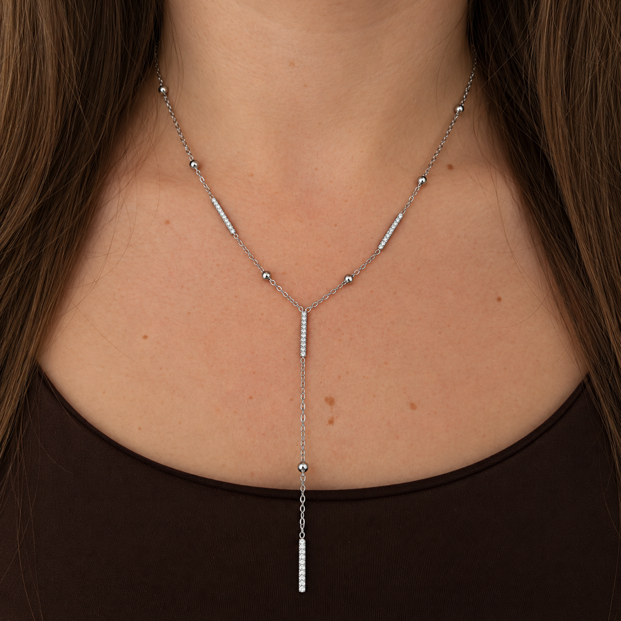 KIMÉ Y-ketting met staafjes – zilverkleurig