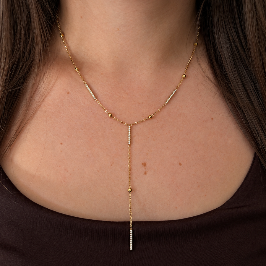 KIMÉ Y-ketting met staafjes – goudkleurig
