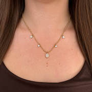 KIMÉ Ketting met vijf steentjes – goudkleurig