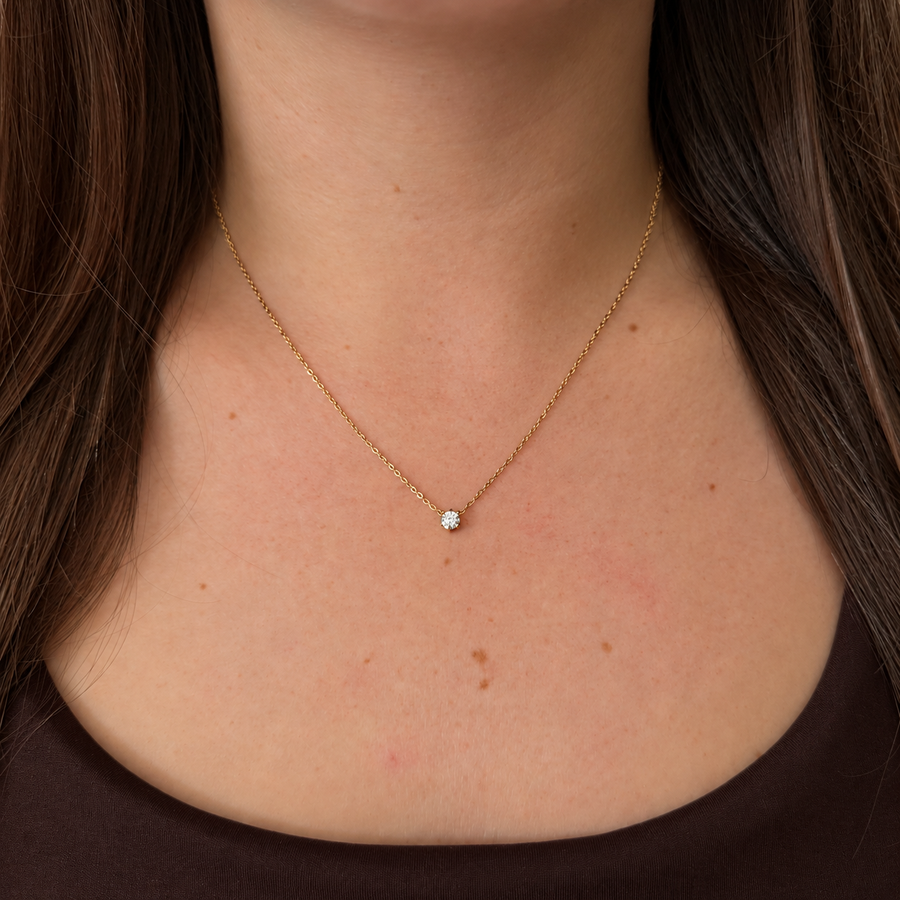 KIMÉ Fijne ketting met steentje – goudkleurig