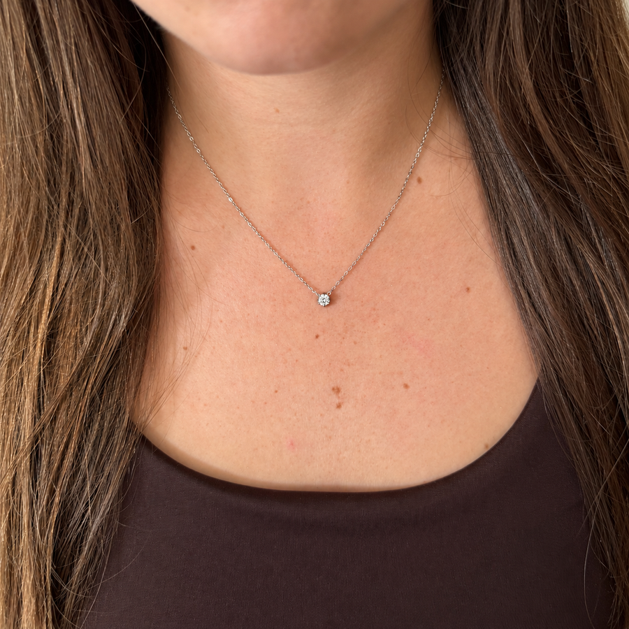 KIMÉ Fijne ketting met steentje – zilverkleurig