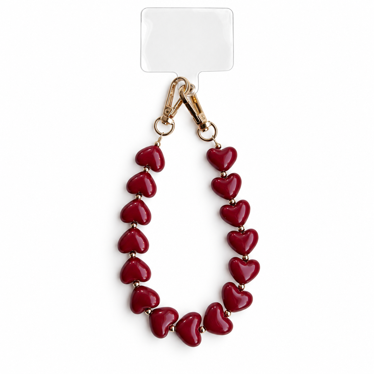 Telefoonkoord met hartjes – rood